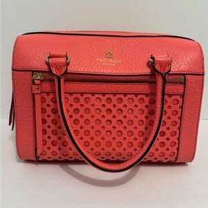 Kate Spade Perri Lane Bubbles Delaney Satchel Leather Bag Peony
